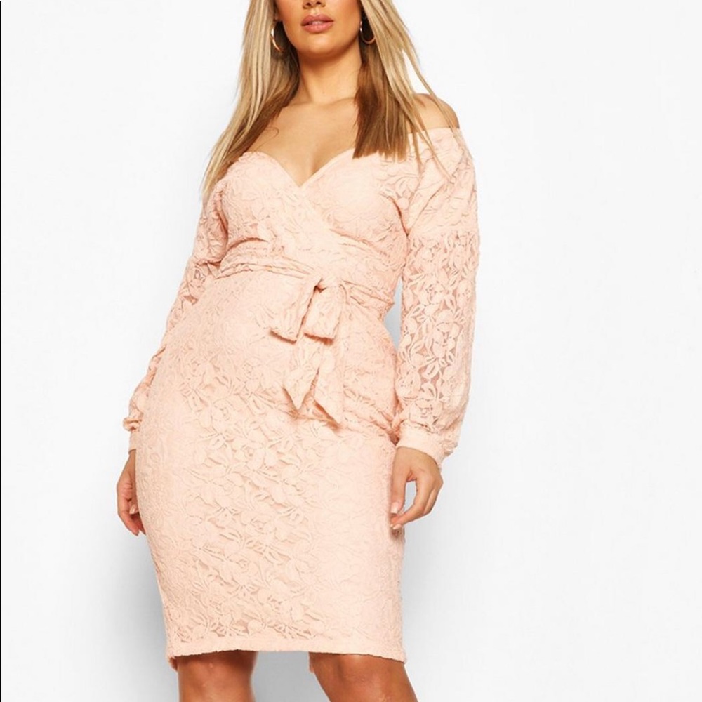 Lace off the shoulder midi dress